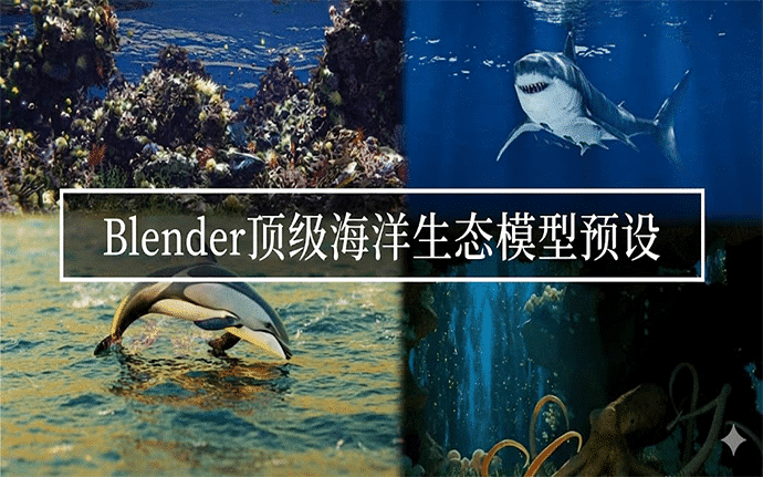 Blender顶级海洋生态模型预设 ：45+ 珊瑚模型、动态鱼群系统，一键打造电影级水下场景！
