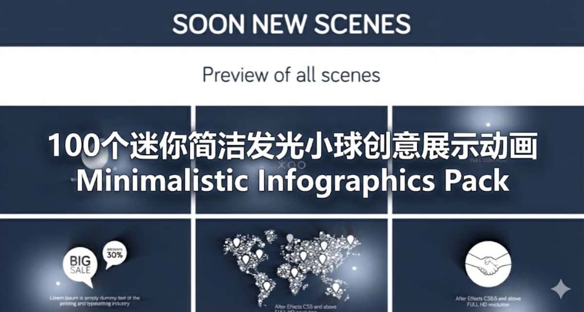 AE模板下载|100个迷你简洁发光小球创意展示动画 Minimalistic Infographics Pack