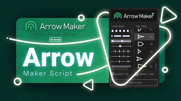 【AE脚本】箭头路径线条动画生成器 Arrow Maker Script，一键生成箭头动画，小白也能上手