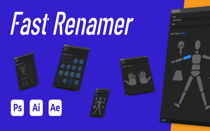 【AE脚本中文版】AE图层快速重命名工具Fast Renamer 1.5，支持Win/Mac+使用教程