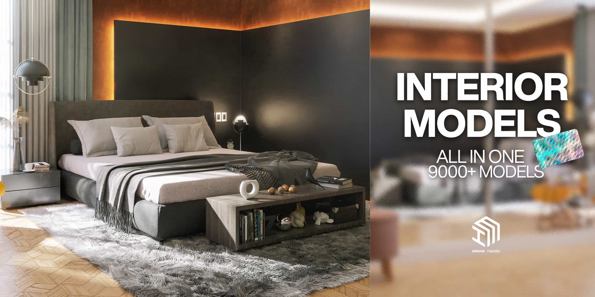 Blender室内设计资产包，涵盖床、沙发、桌椅等等元素