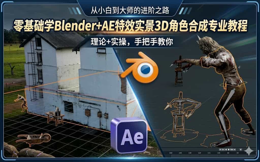 零基础学Blender+AE特效实景3D角色合成专业教程 masterclass
