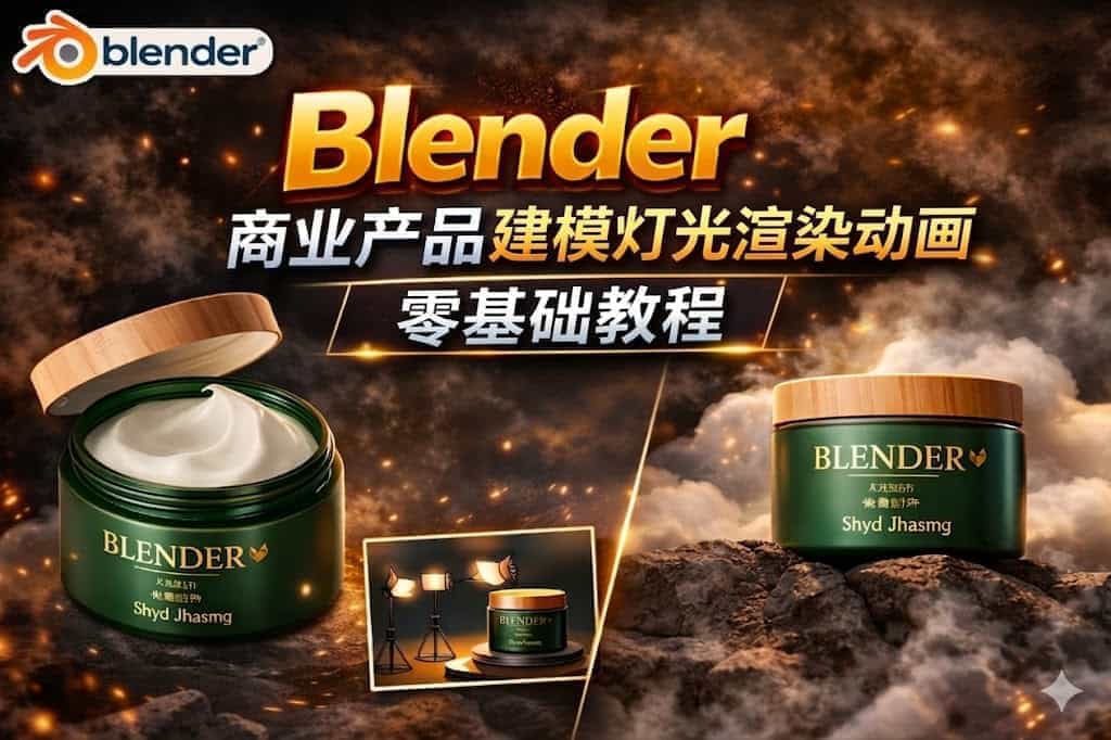 Blender 商业产品建模灯光渲染动画零基础教程Udemy – Your First Beauty Product Animation in Blender