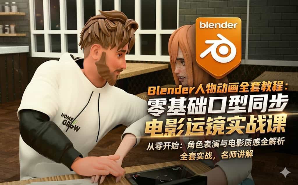 Blender 人物动画全套教程零基础口型同步电影运镜实战课Udemy – Blender 3D Character Animation Masterclass Zero to Hero